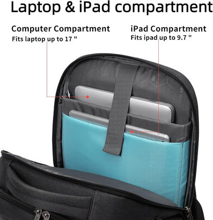 Vattentät reseryggsäck för laptop med USB-port och organiserad förvaring