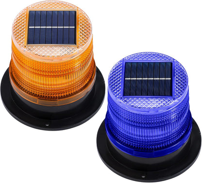 Set med solcellsdrivna magnetiska stroboskopljus i amber och blå – Liora