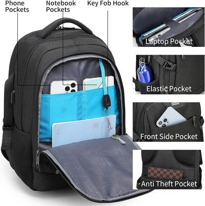 Vattentät reseryggsäck för laptop med USB-port och organiserad förvaring