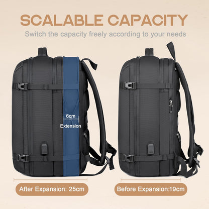 40 L expanderbar vattentät reseryggsäck med USB-port och 17-tums laptopfack – AirVoyage
