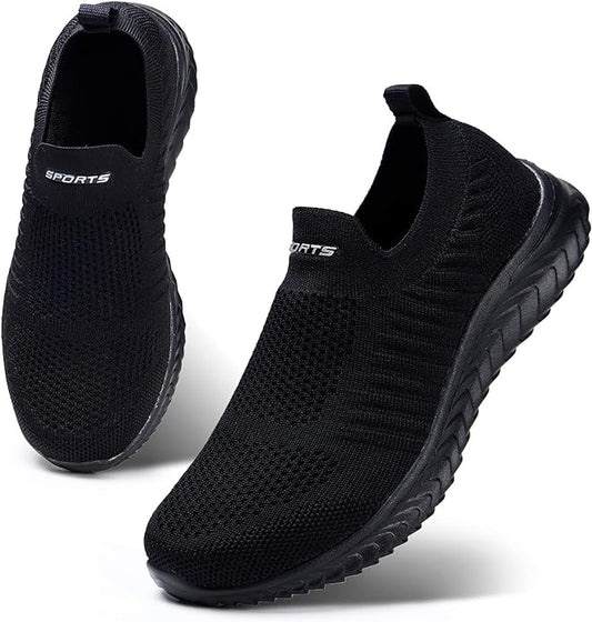 Schwarze Sportschuhe, atmungsaktiv, rutschfest, für Herren, ideal zum Laufen und Fitness.