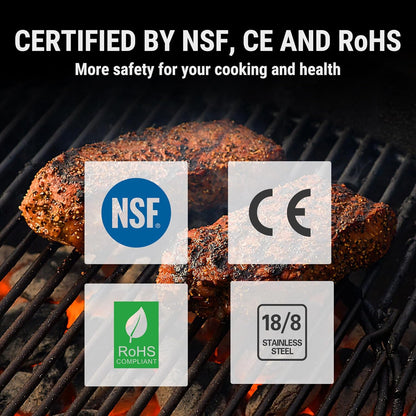 Gegrilltes Fleisch auf Grillrost, zertifiziert nach NSF, CE, RoHS, Edelstahl 18/8.