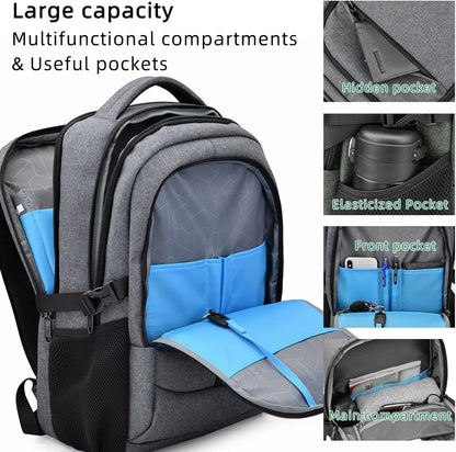 Vattentät reseryggsäck för laptop med USB-port och organiserad förvaring