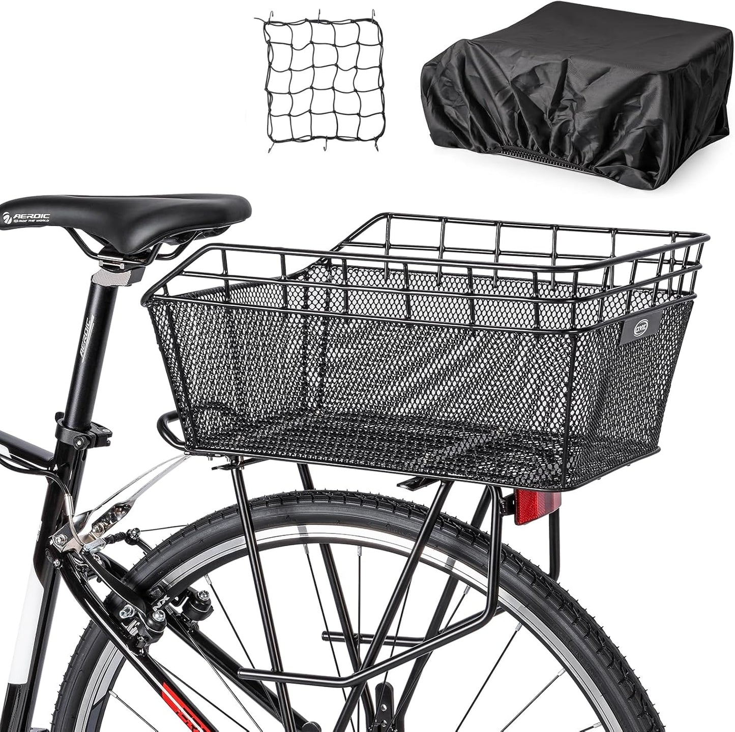 Stor bakre cykelkorg med lastnät och vattentätt skydd – Orvian