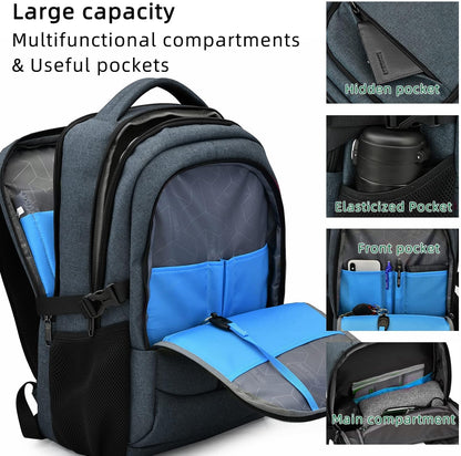 Vattentät reseryggsäck för laptop med USB-port och organiserad förvaring