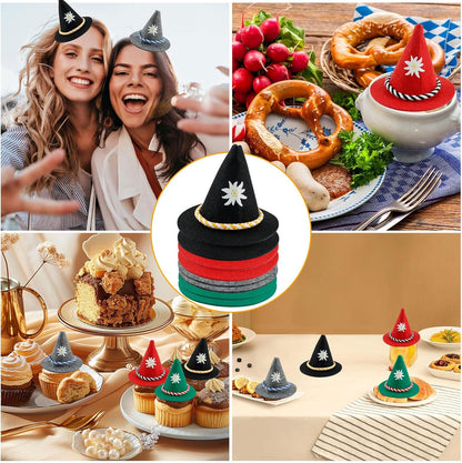 Mini-tracht-hattar i filt i ett färgglatt 12-pack – EdelweißGaudi Oktoberfest 2026