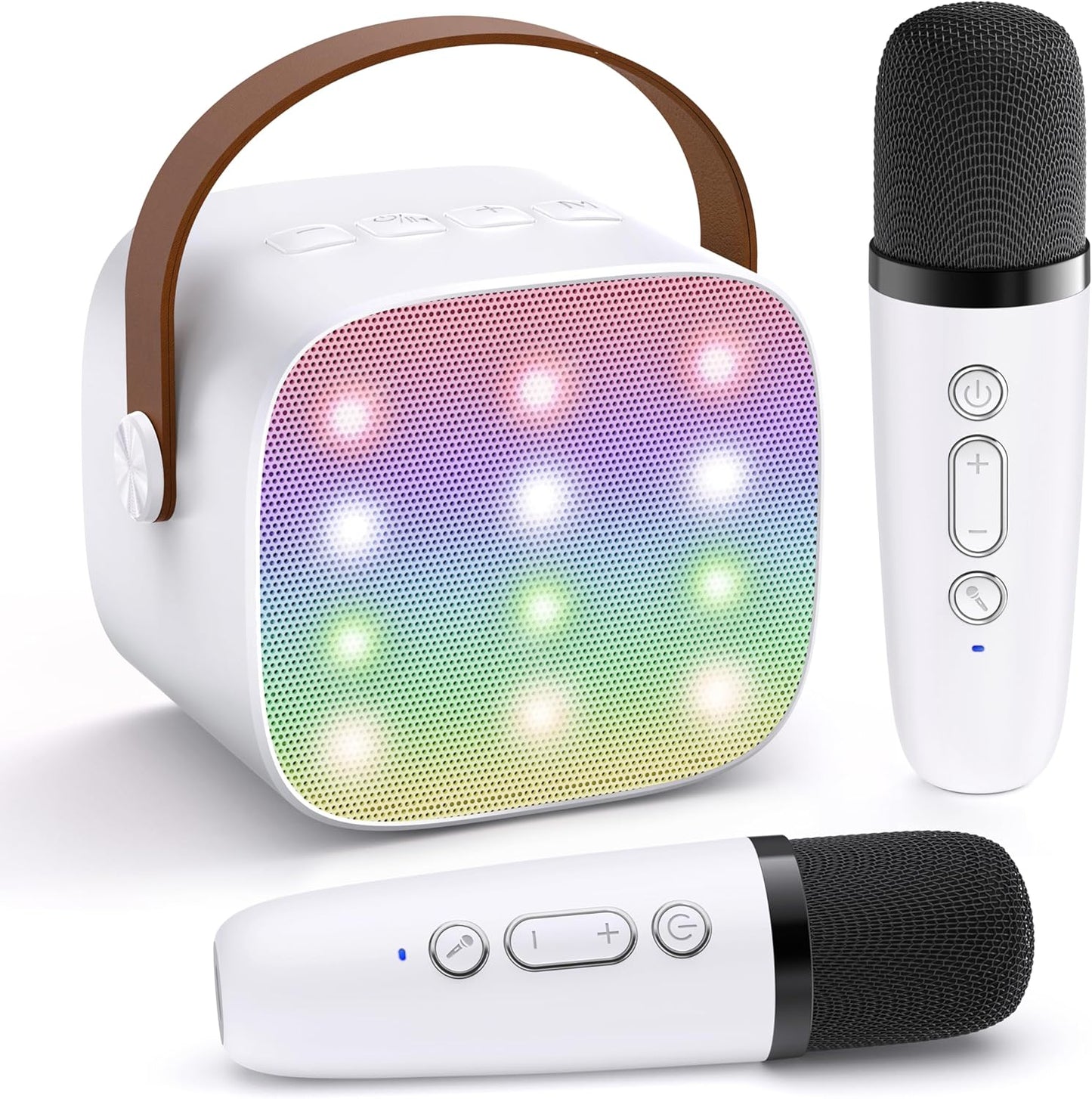 Bärbar mini-karaokemaskin med Bluetooth-högtalare och 2 trådlösa mikrofoner – Veylo