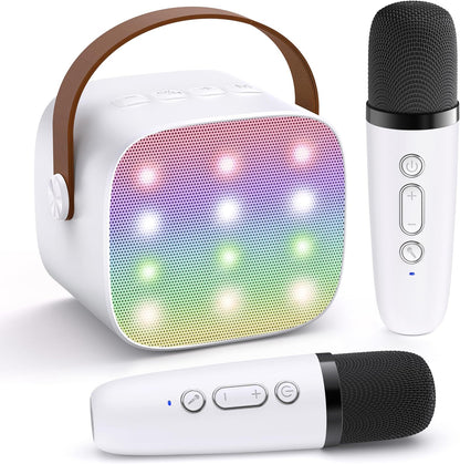 Bärbar mini-karaokemaskin med Bluetooth-högtalare och 2 trådlösa mikrofoner – Veylo
