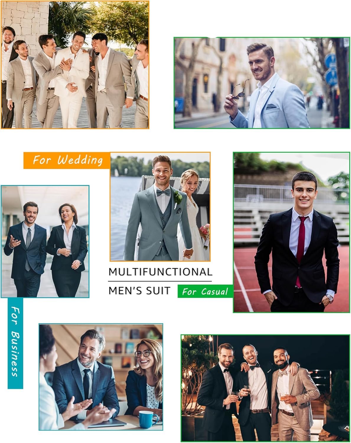 Männeranzug in verschiedenen Stilen für Hochzeit, Business und Freizeit, multifunktional.