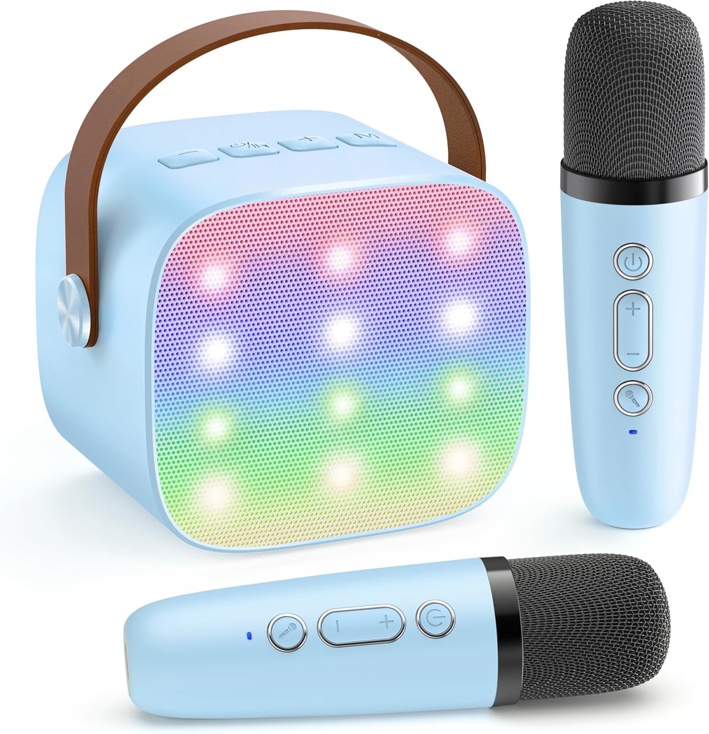 Bärbar mini-karaokemaskin med Bluetooth-högtalare och 2 trådlösa mikrofoner – Veylo