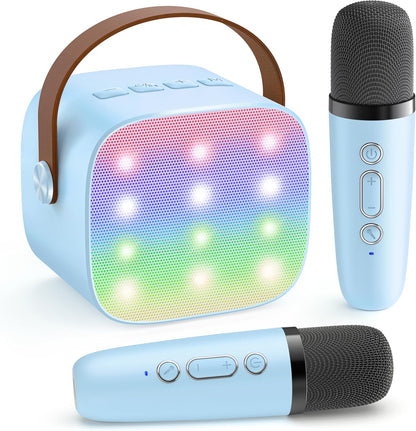 Bärbar mini-karaokemaskin med Bluetooth-högtalare och 2 trådlösa mikrofoner – Veylo