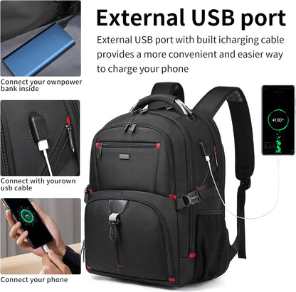 50L vattentät extra stor rese-ryggsäck för laptop med USB-port