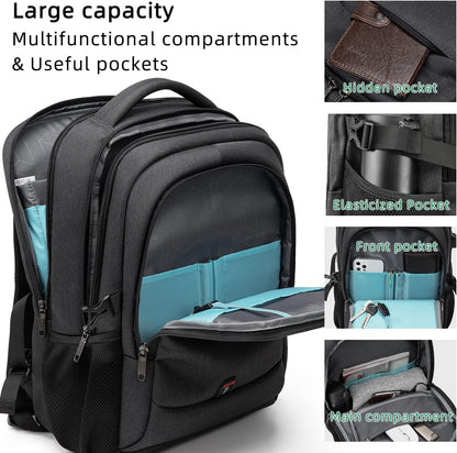 Vattentät reseryggsäck för laptop med USB-port och organiserad förvaring
