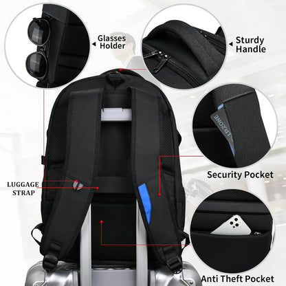 Vattentät reseryggsäck för laptop med USB-port och organiserad förvaring