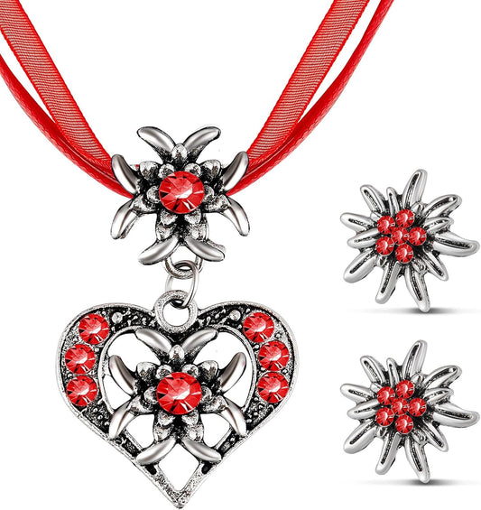 Edelweiß smyckeset med hjärtanhang – AlpenGlück Oktoberfest 2025