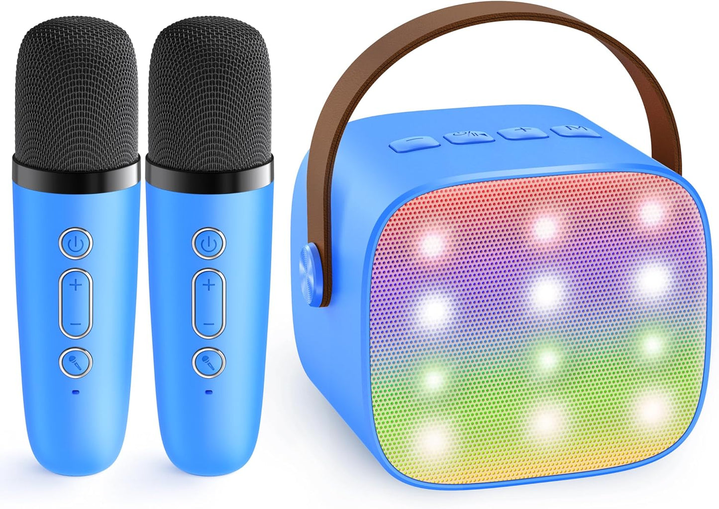 Bärbar mini-karaokemaskin med Bluetooth-högtalare och 2 trådlösa mikrofoner – Veylo