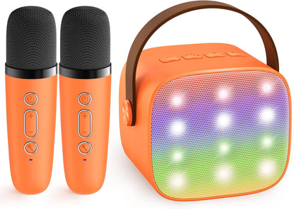 Bärbar mini-karaokemaskin med Bluetooth-högtalare och 2 trådlösa mikrofoner – Veylo