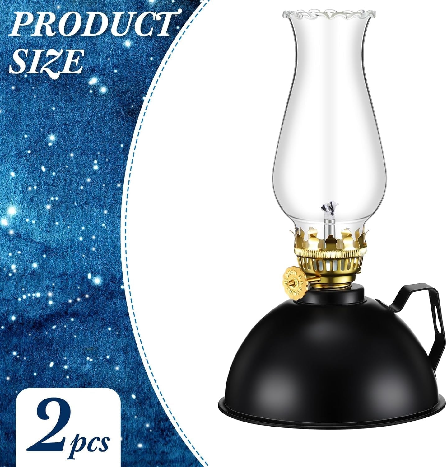 Vintage-stil oljelyktor i glas och metall, set med 2 – Ardin