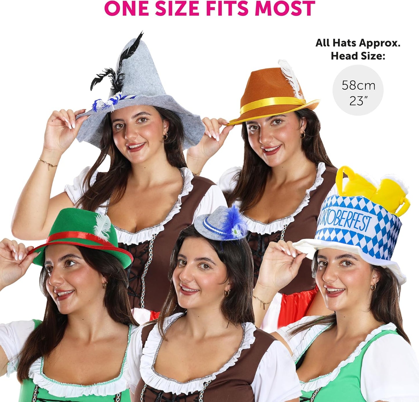 Tyrolerhattar i 5‑pack, färgglada – GaudiMix Oktoberfest 2026