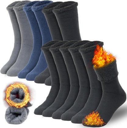 Thermo-Socken Set, 12 Paar, schwarz und blau, warm, flauschig, Winter, Herren, Damen