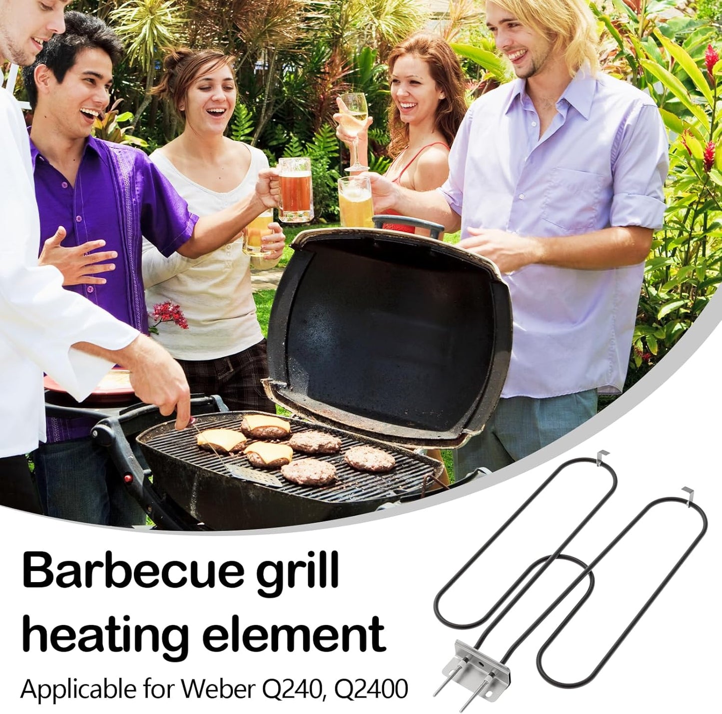 Högpresterande värmespiral i rostfritt stål 2200 W för utomhus-elgrill – Zeythra