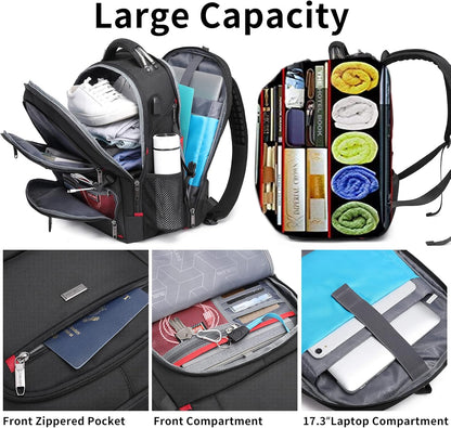 50L vattentät extra stor rese-ryggsäck för laptop med USB-port