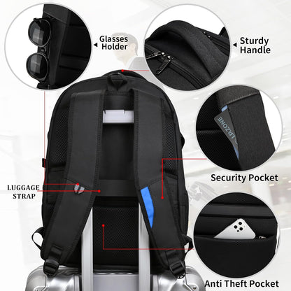 Vattentät reseryggsäck för laptop med USB-port och organiserad förvaring