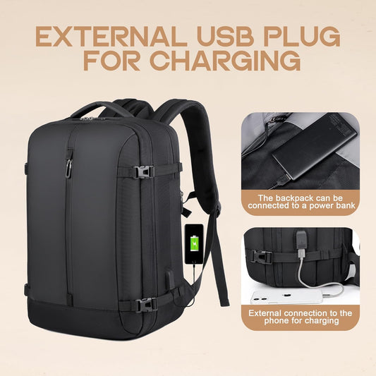 40 L expanderbar vattentät reseryggsäck med USB-port och 17-tums laptopfack – AirVoyage
