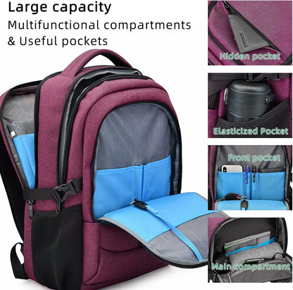 Vattentät reseryggsäck för laptop med USB-port och organiserad förvaring