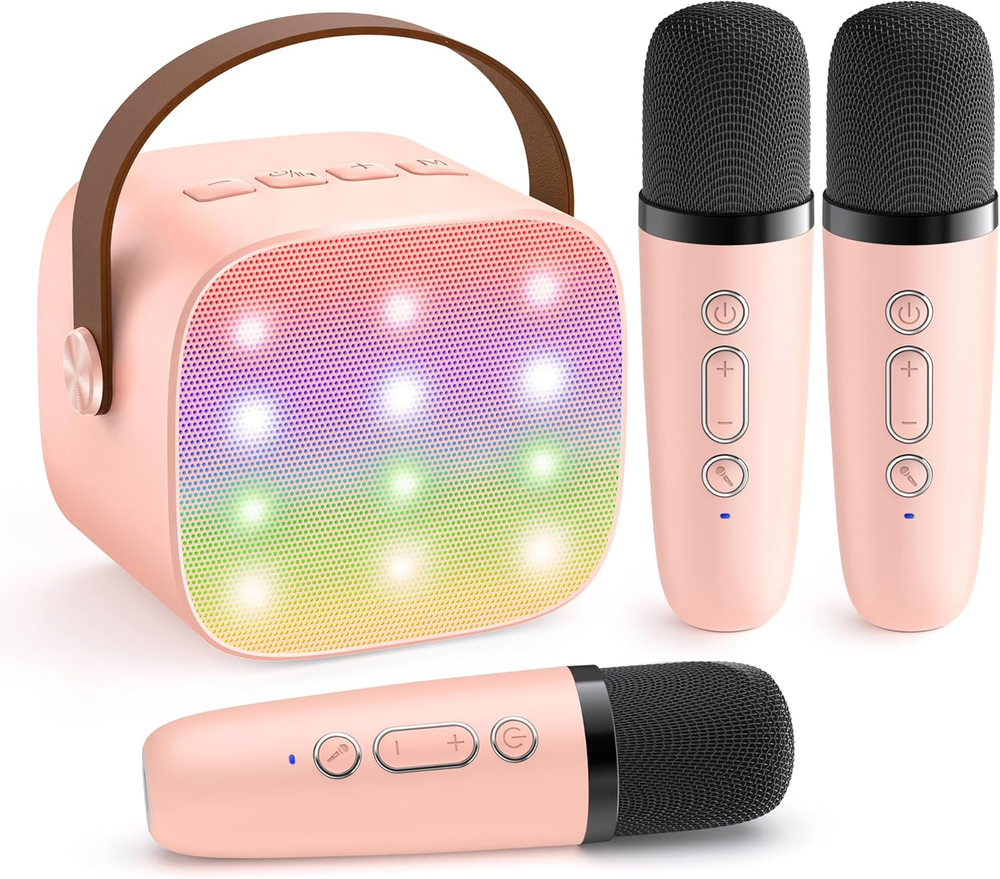 Bärbar mini-karaokemaskin med Bluetooth-högtalare och 2 trådlösa mikrofoner – Veylo
