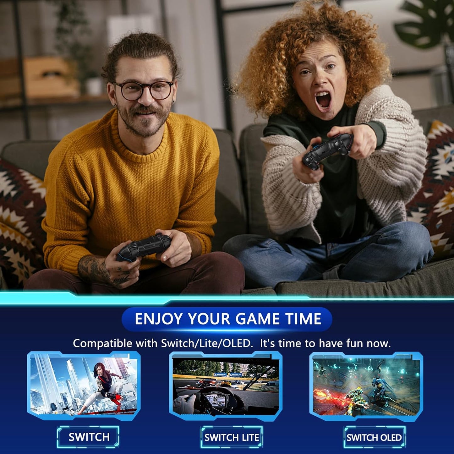 Trådlös Switch-kontroller med Hall-effektjoysticks och turbofunktion – Nexora