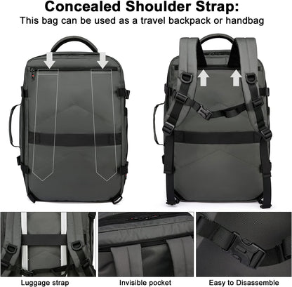 Expanderbar 45–55 l vattentät reseryggsäck med 46,5 cm laptopfack