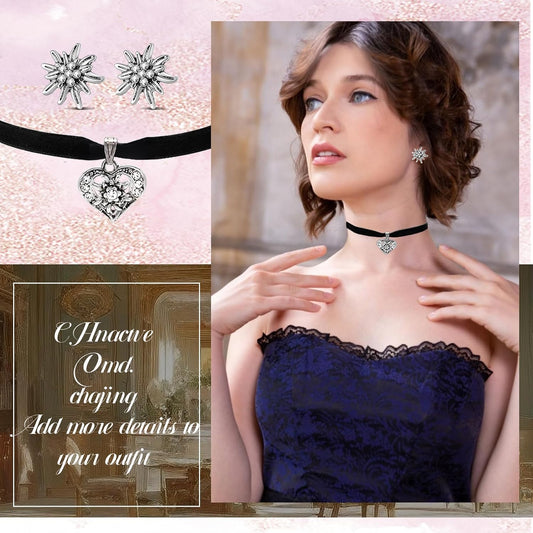 Edelweiß smyckeset med hänge i form av hjärta – WiesnGlanz Oktoberfest 2025