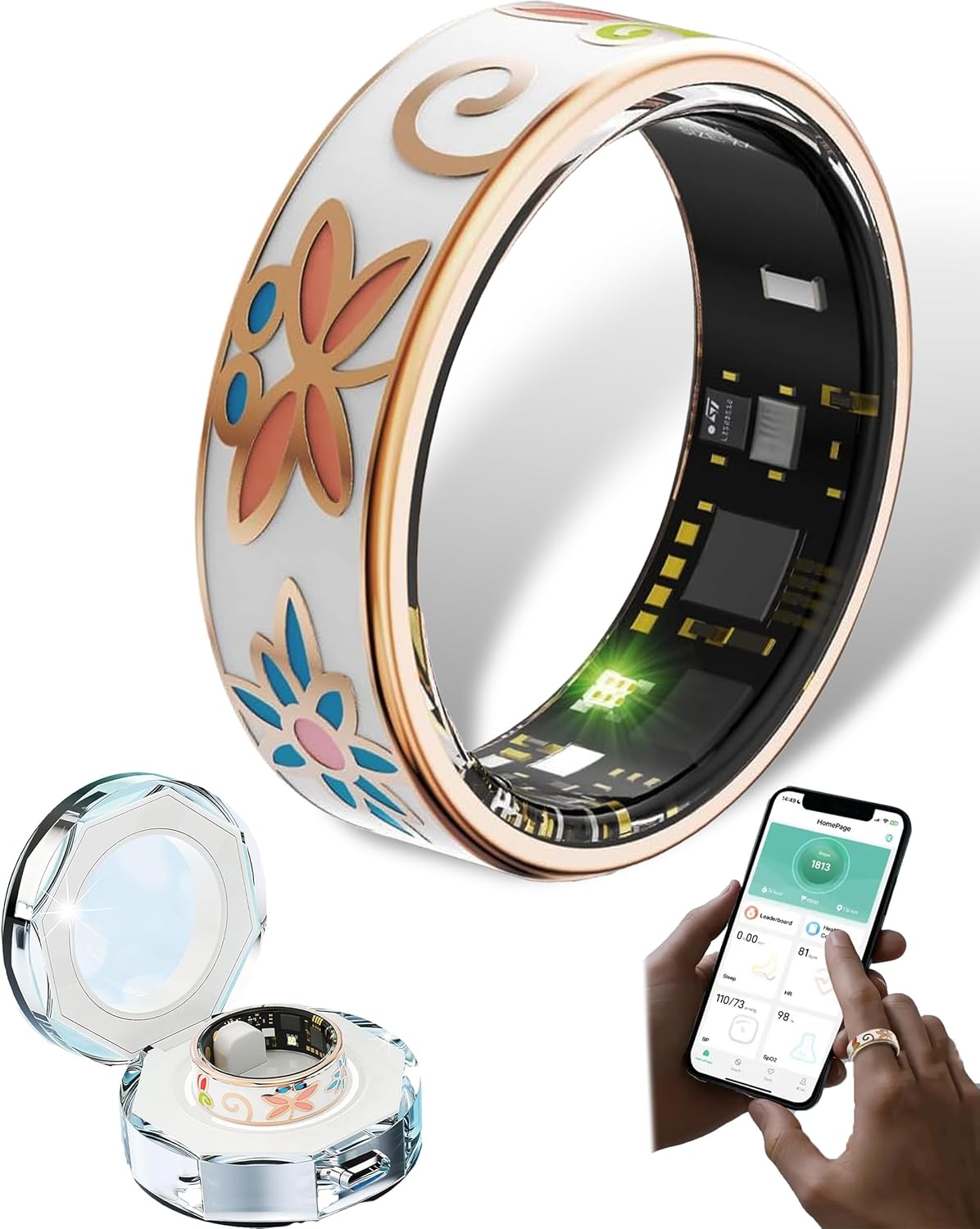 Smart emaljerad wellnessring – fitness- och sömnspårare för iOS och Android – Aurina