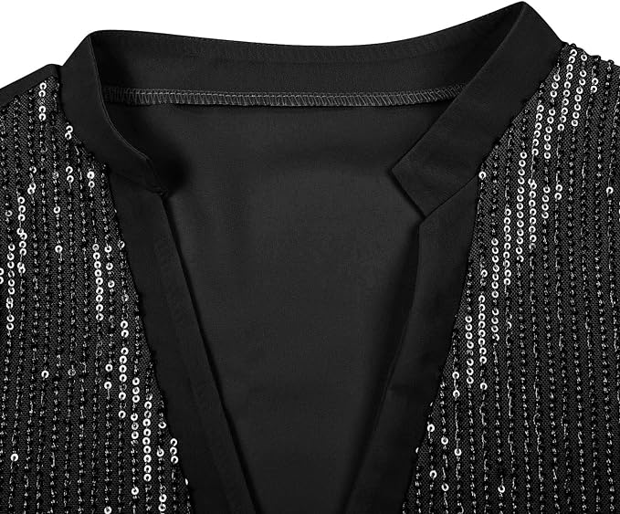 Schwarzes Pailletten-Blazer, elegantes Design, festliche Mode, Damenbekleidung.