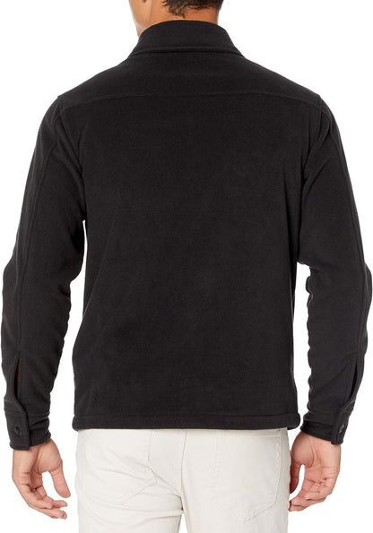 Schwarze Fleecejacke für Herren, langärmelig, warm, ideal für Outdoor-Aktivitäten.