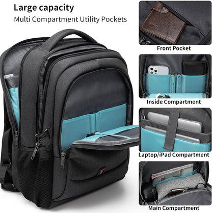 Vattentät reseryggsäck för laptop med USB-port och organiserad förvaring