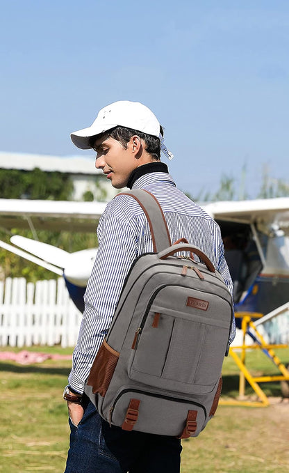 Stöldsäker canvas laptop- och resryggsäck med USB-anslutning – Passar för laptops upp till 43,94 cm