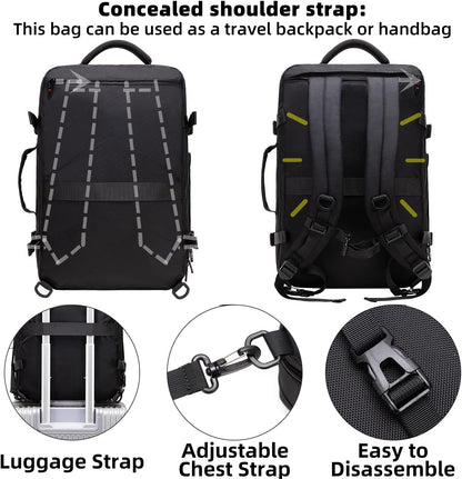 Expanderbar 45–55 l vattentät reseryggsäck med 46,5 cm laptopfack