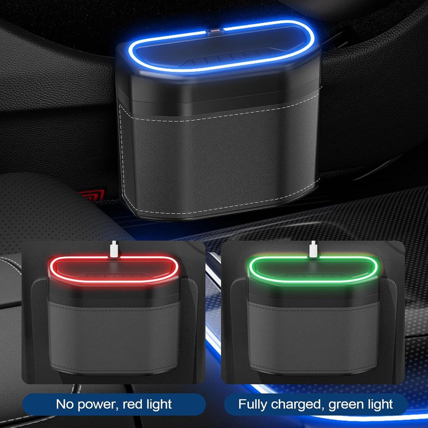 Lukttät bilsoptunna med touch-ljus – Lurevo