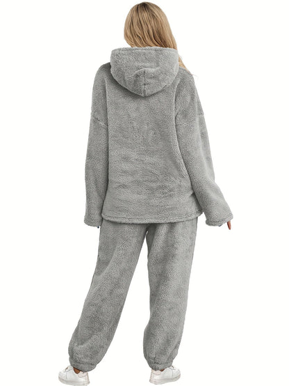 Varm korallfleece loungewear-set för dam – Fenna
