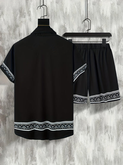 Boho sommarset för herrar, tvådelat: skjorta och shorts, avslappnat - Malik