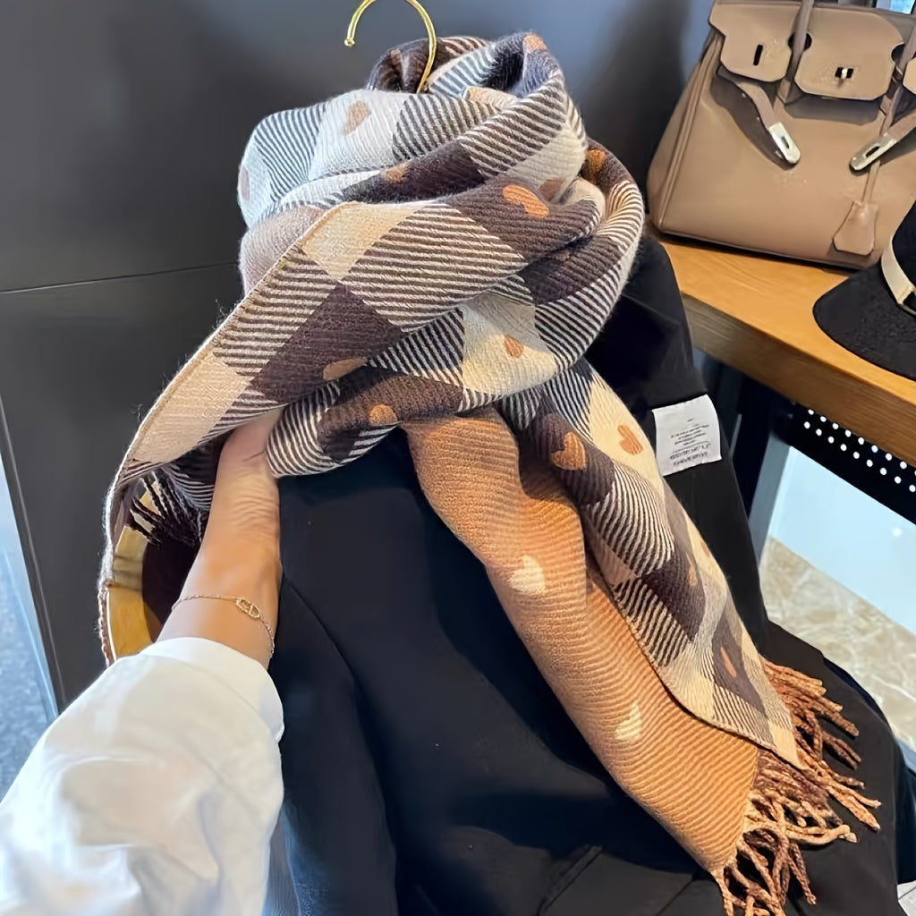 Rutig damhalsduk i polyester för höst och vinter – Aurelie