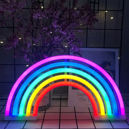Neonlicht Regenbogen LED-Lampe, bunt, dekorativ, für Kinderzimmer oder Party-Dekoration.