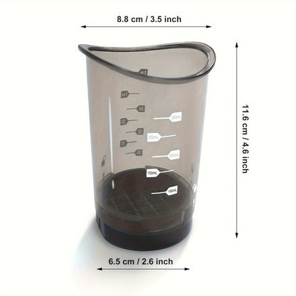 Transparenter Messbecher aus Kunststoff, 300ml, mit Skala, ideal für Küche und Backen.