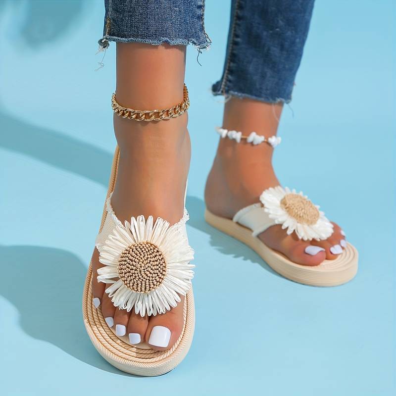 Boho slip-on-sandaler med blommönster – Marivi