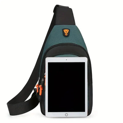 Umhängetasche Herren, grün-schwarz, mit Tablet-Fach, wasserabweisend, für Reisen und Alltag