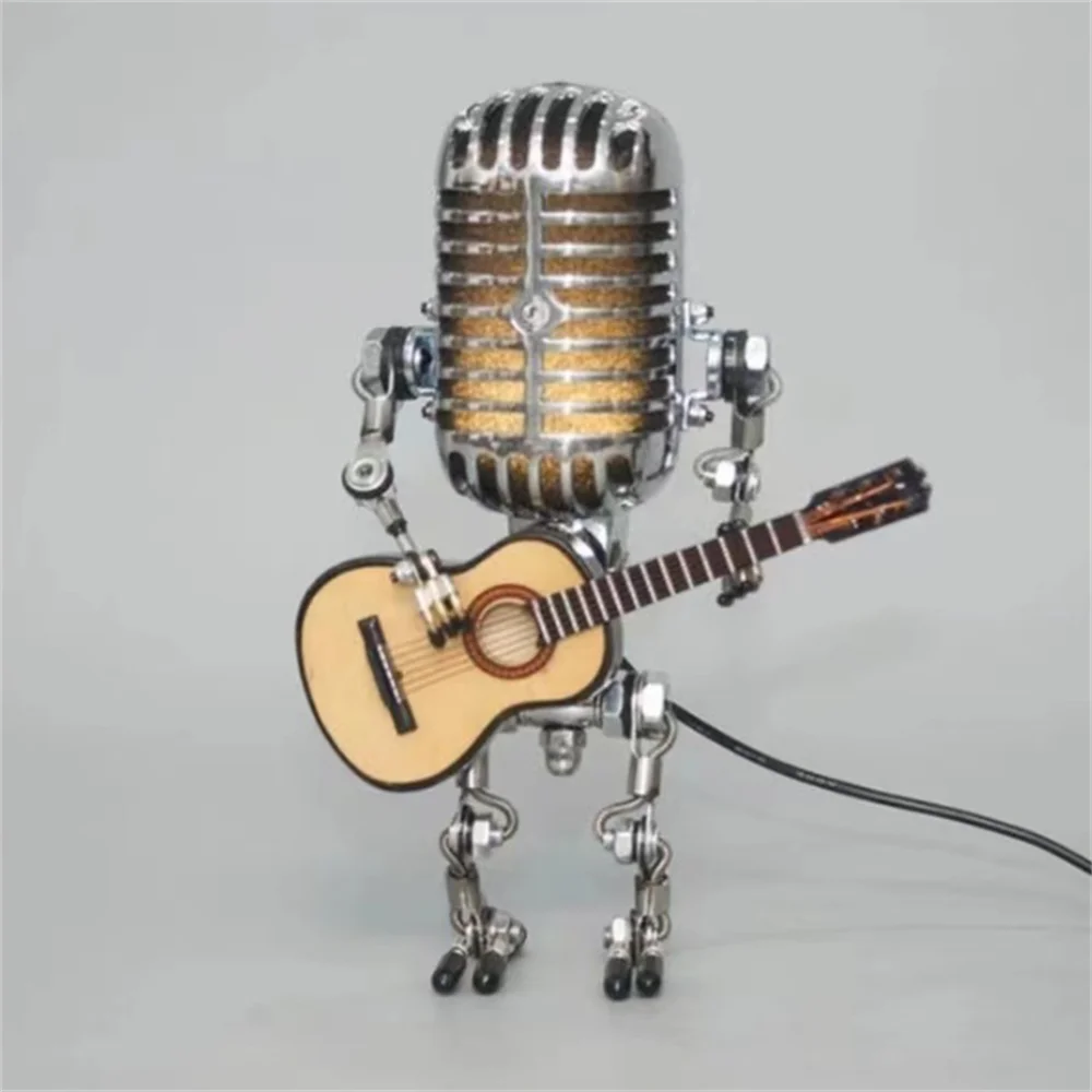 Dekorativ mikrofonrobotlampa med gitarr – Max