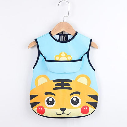 Kinderlätzchen mit Tiger-Motiv, blau, wasserdicht, verstellbar, für Kleinkinder, Essensschutz.