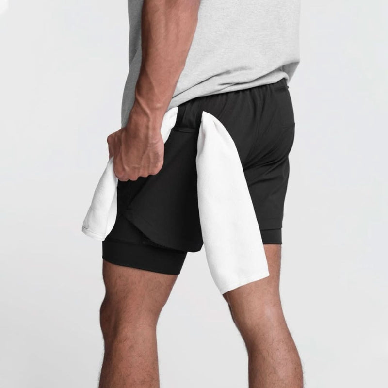 2-i-1 herrsportshorts, andningsbara med innershorts för träning - Noah
